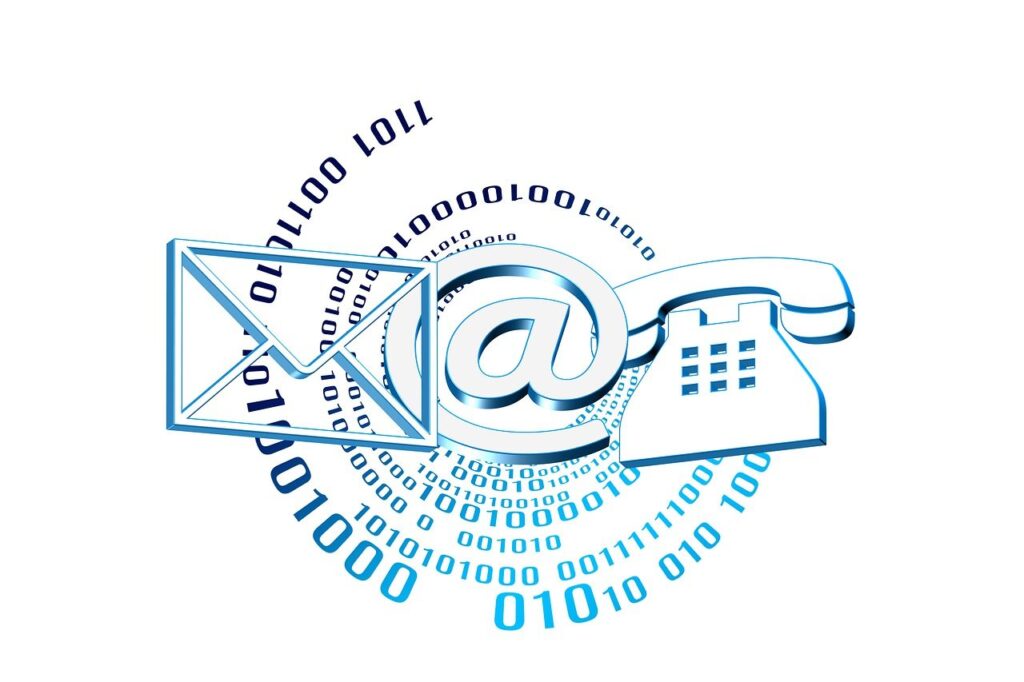 Symbole für Telefon, E-Mail, Brief und weitere Kontaktmöglichkeiten – Darstellung der verschiedenen Wege, die Praxis zu erreichen.